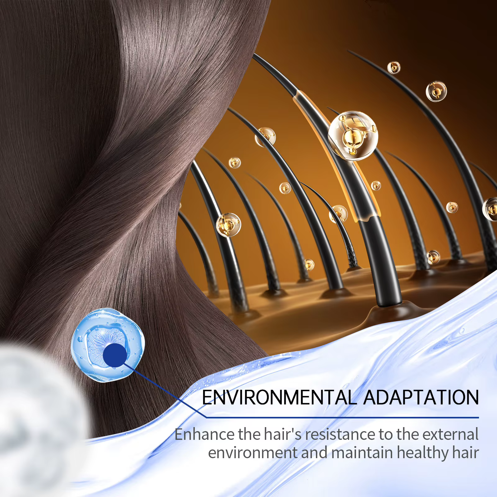 Sérum de croissance des cheveux, Peptides de cuivre, traitement du cuir chevelu, réparation, endommagé, crépus, nourrit, brillance douce, lissage, shampoing fortifiant