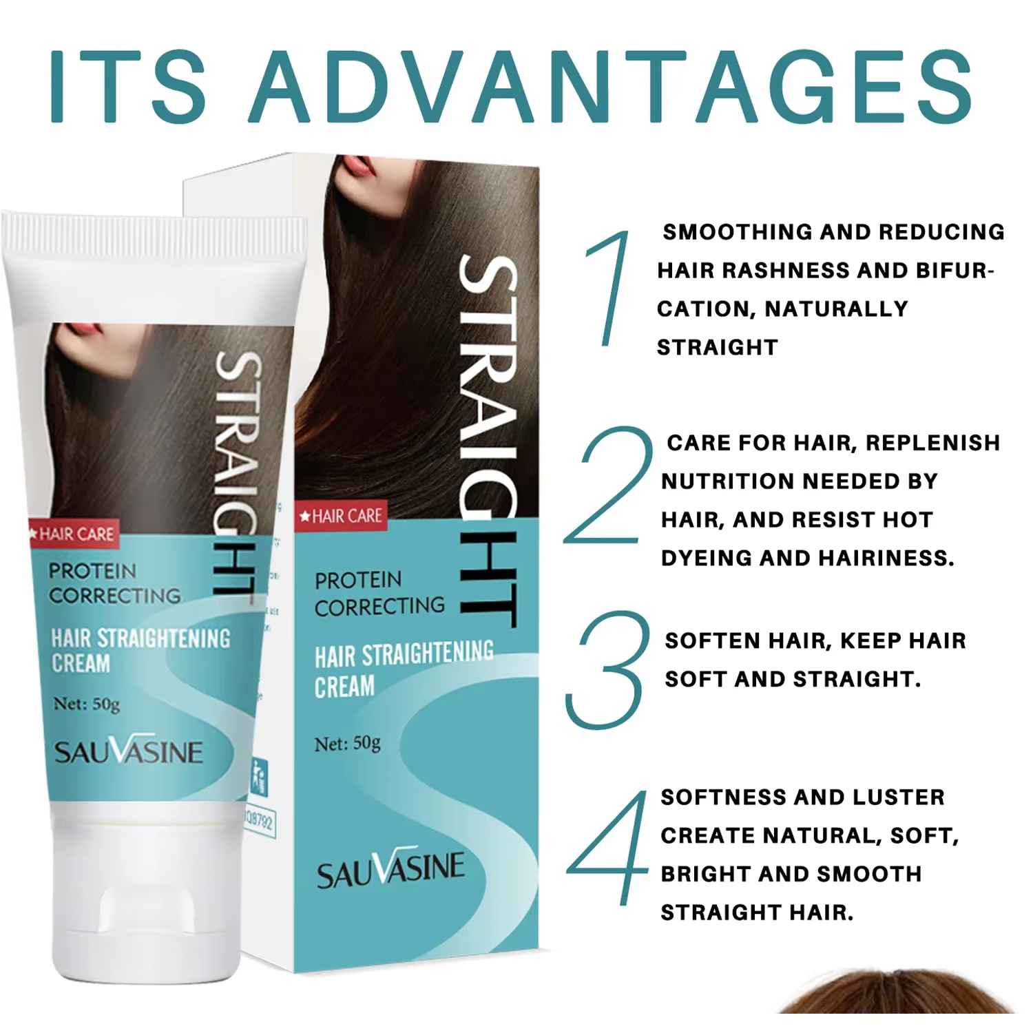 Crème de lissage des cheveux à la kératine