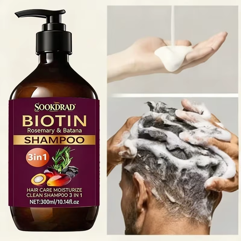 Shampoo 3-en-1 à la biotine avec romarin et batana