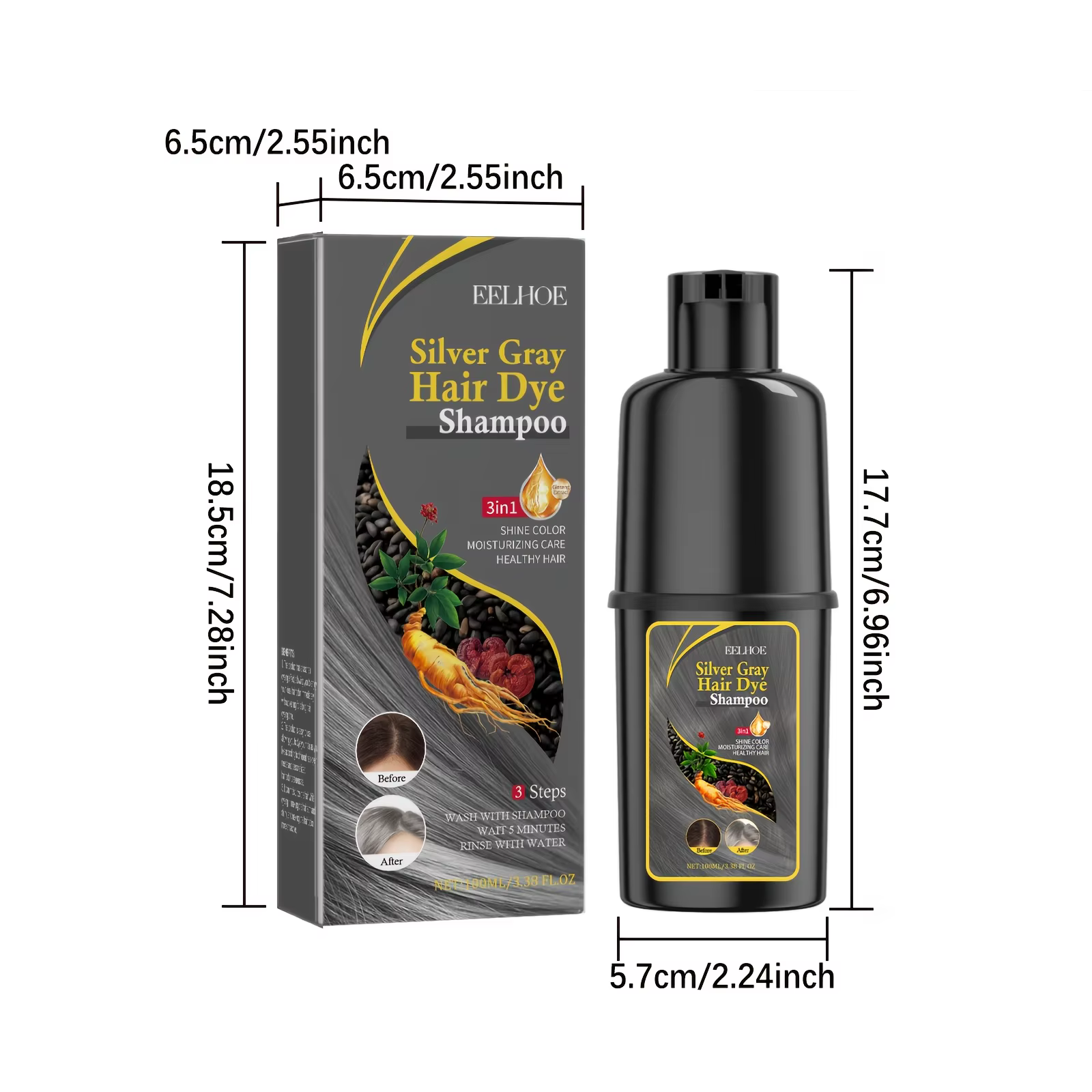 Shampoing de teinture pour cheveux gris argenté