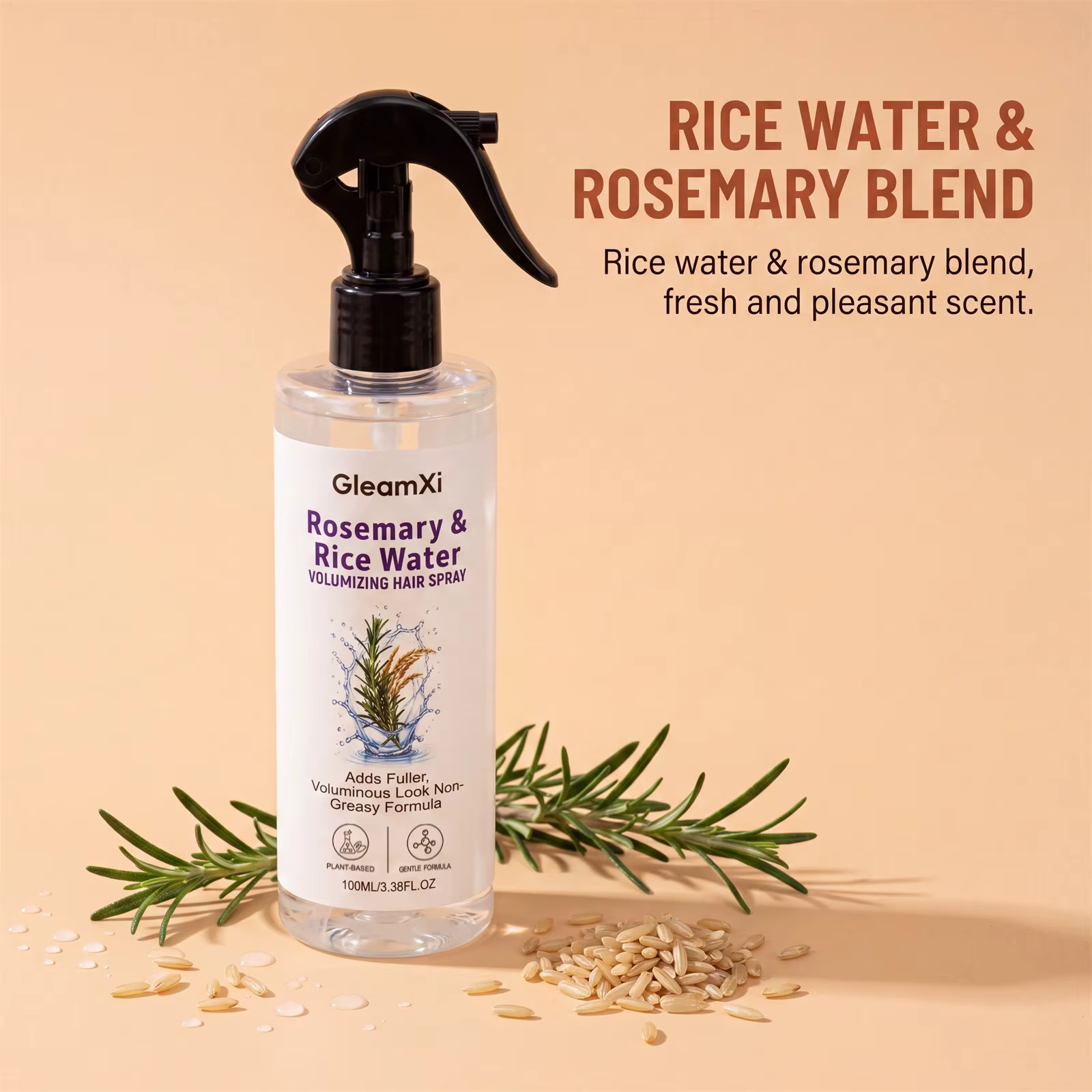 Spray capillaire à la rose et à l'eau de riz