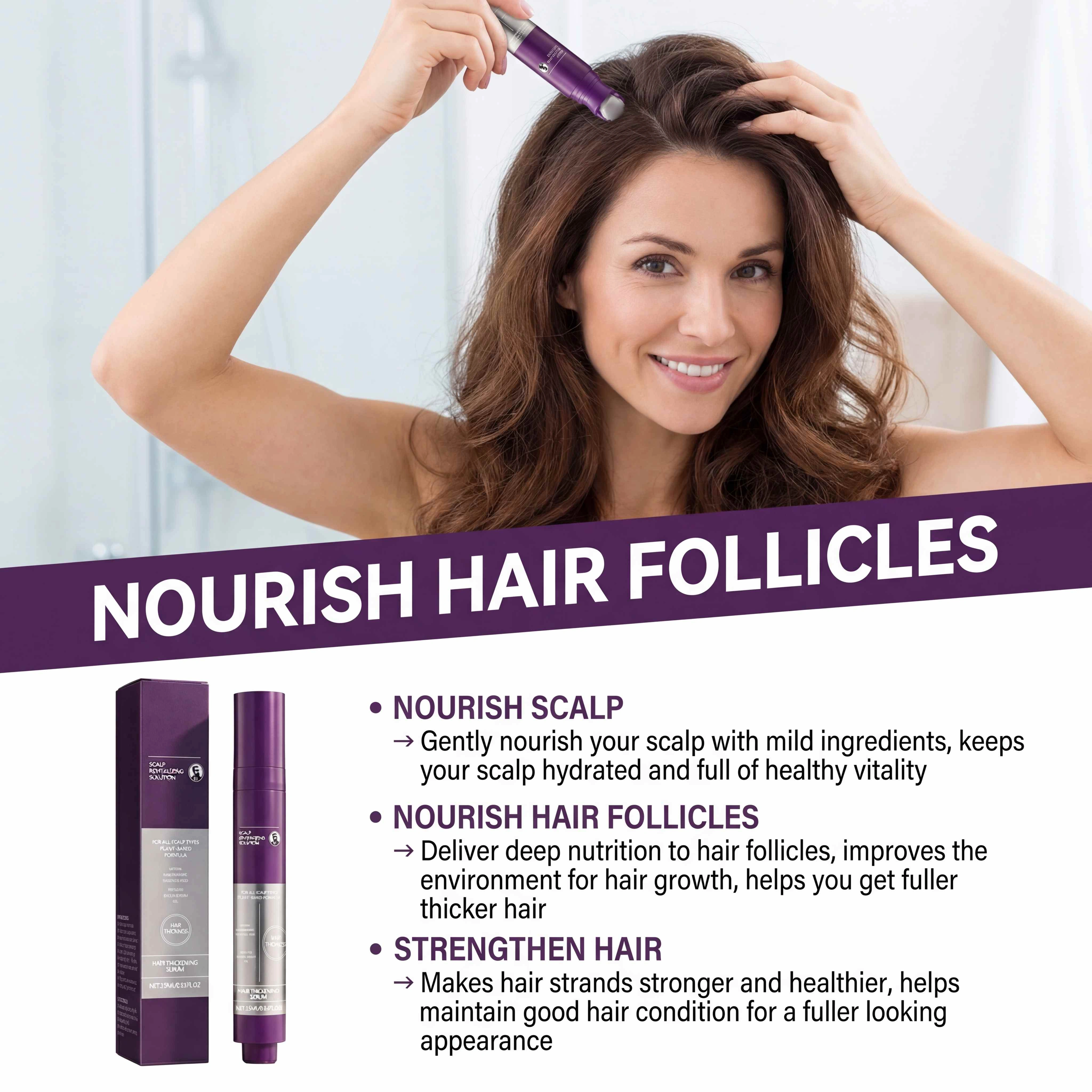 Sérum épaississant pour cheveux clairsemés, traitement du cuir chevelu, augmente l'épaisseur des cheveux, réduit la casse, soin capillaire coréen, roll-on métallique
