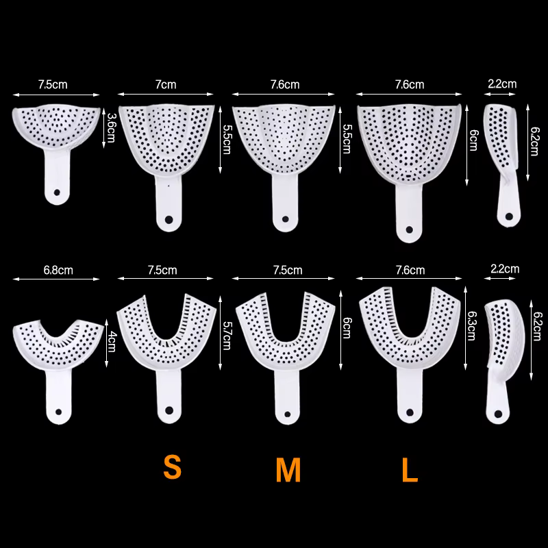 Plateau d'empreinte dentaire jetable, 1 paire, porte-dents en plastique, plateaux en plâtre, cuillère, hygiène buccale, outils de dentiste