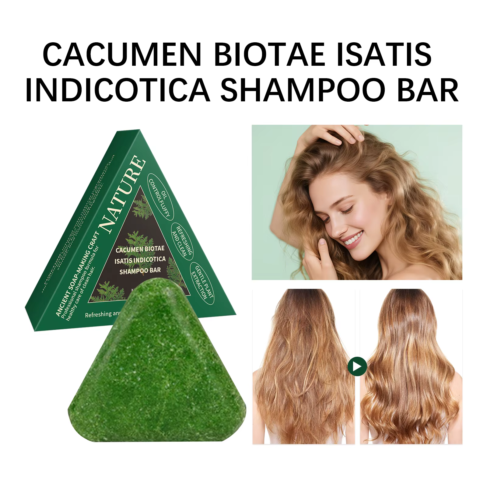 Barres de shampoing naturelles aux herbes - Nourrissantes et fortifiantes, pour des cheveux lisses et brillants, soin régulateur de sébum aux extraits végétaux doux.