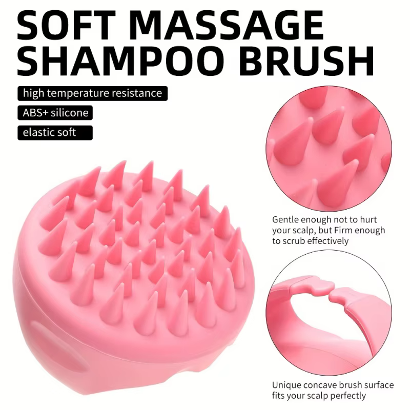 Brosse à shampoing en silicone doux pour massage du cuir chevelu