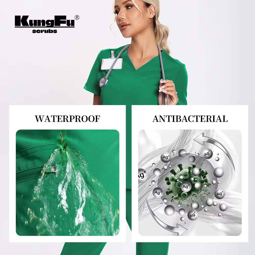 Ensemble de blouses d'infirmière pour femmes, uniforme médical, haut et pantalon, résistant aux liquides, vêtements de travail pour hôpital vétérinaire, salon de beauté, KUNGFU SCRUBS