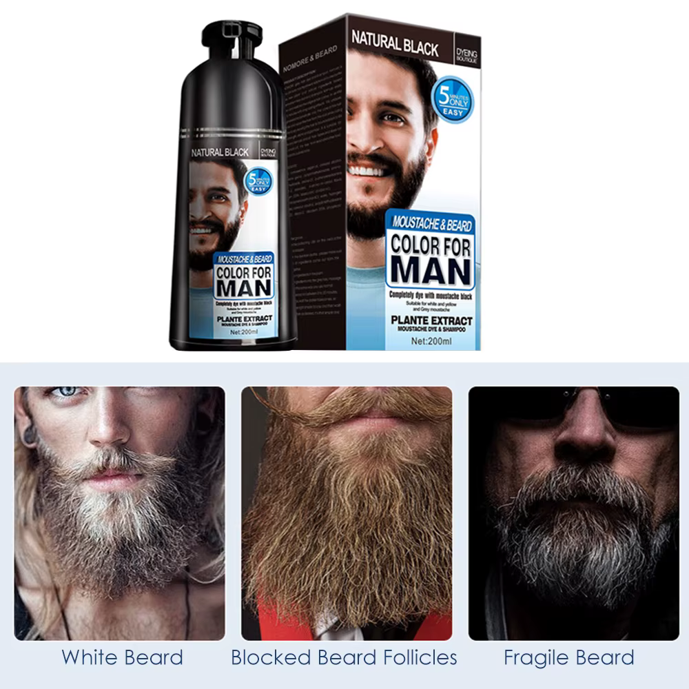Shampoing de teinture pour barbe noire naturelle