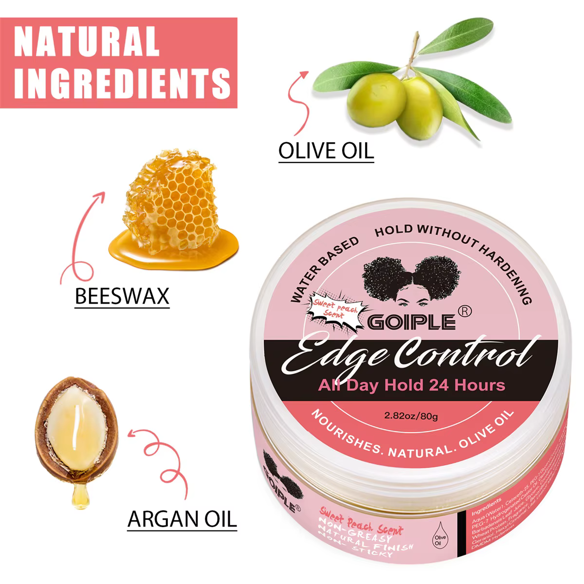 GOIPLE Crème Gel Coiffante à Base d'Eau aux Huiles d'Olive