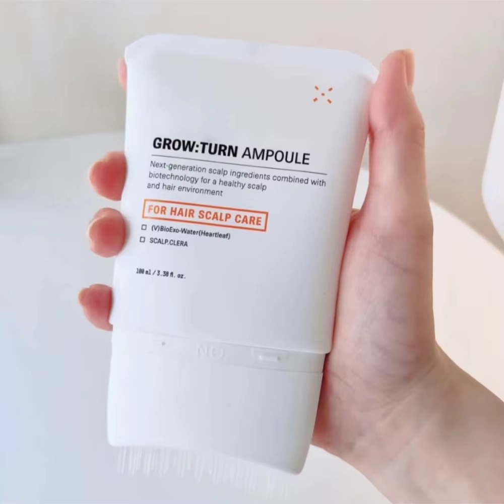 Sérum de croissance capillaire coréen n°1 avec applicateur de massage 100ml Grow:Turn Ampoule avec brosse pour la