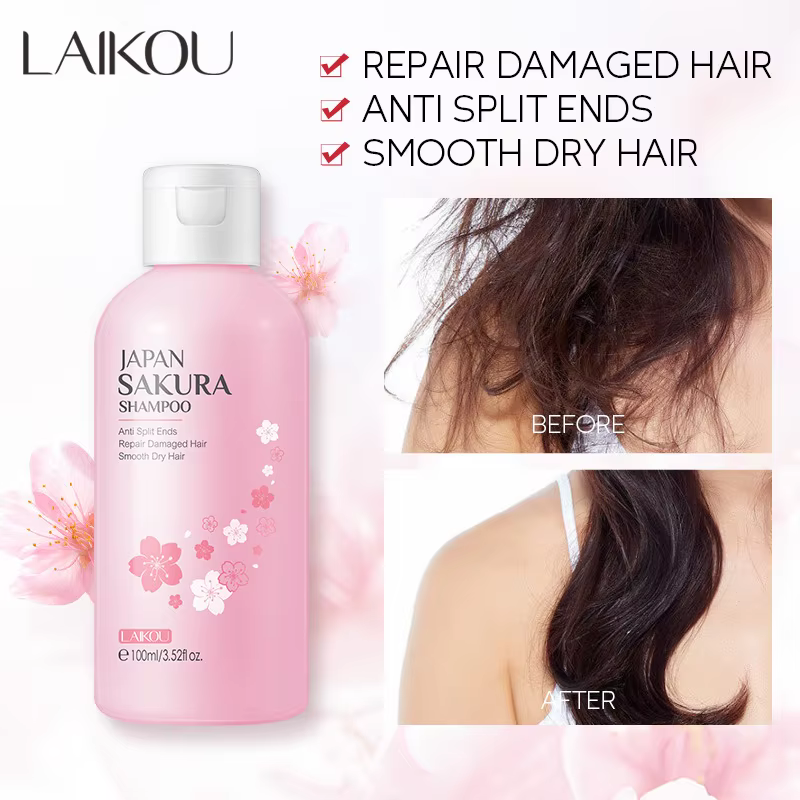 Shampooing/après-shampoing LAIKOU Japan Sakura pour réparer les cheveux abîmés