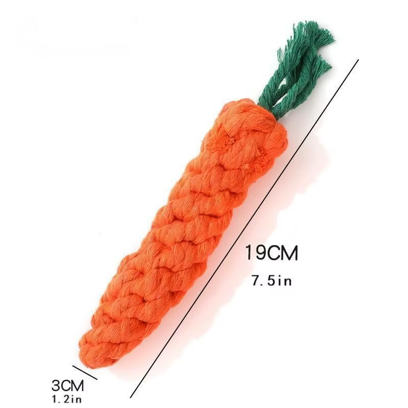 Jouet à nœud pour animaux de compagnie, 1 pièce, en forme de carotte pour chien et chat, jouets à mâcher, corde en coton, jouets d'intérieur pour chiens et chats, accessoires pour chiens