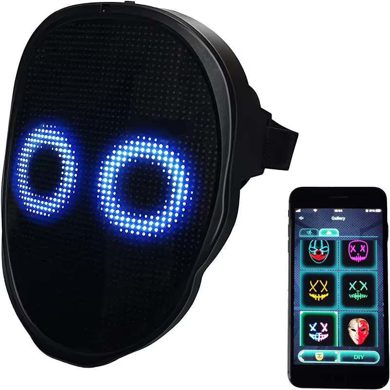 Masque lumineux LED de fête, détection de gestes, affichage intelligent, masques faciaux LED, Programmable, contrôle par application Bluetooth, masque de transformation