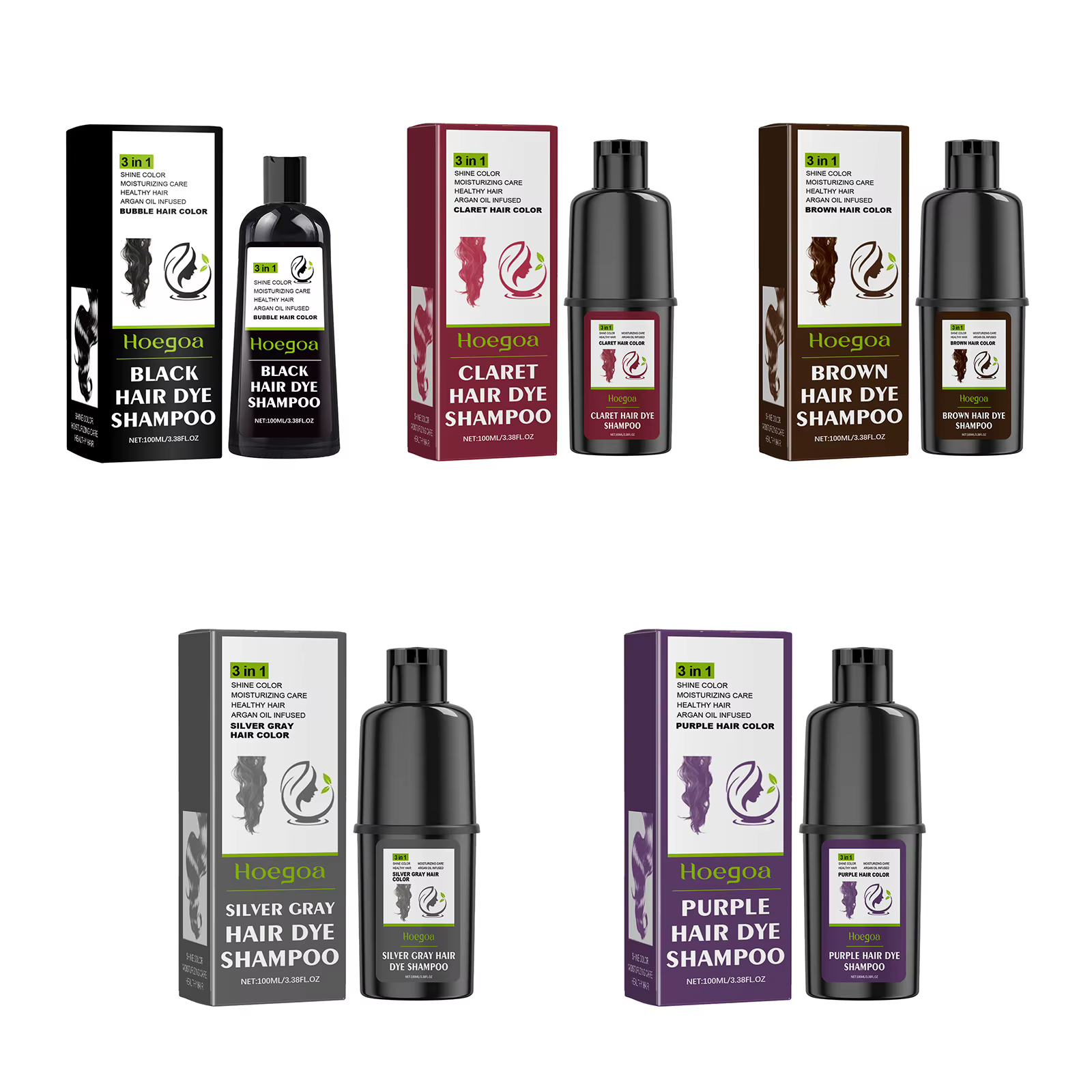 Shampooing de coloration des cheveux 3 en 1 pour hommes et femmes