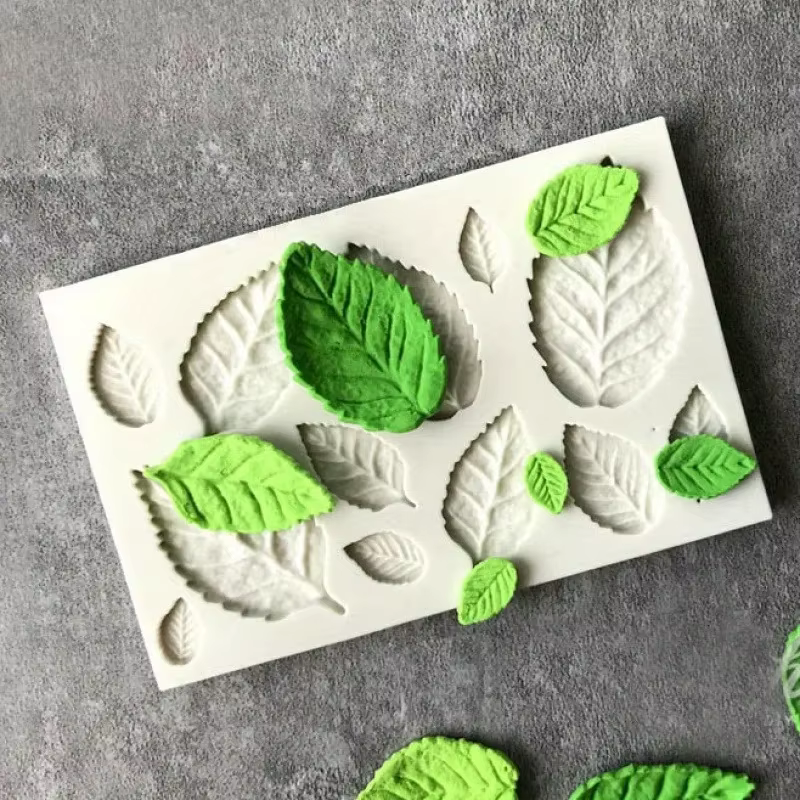 Moule en silicone 3D en forme de feuille de rose pour gâteau au chocolat, fondant, savon, bonbons, pâte à sucre, pour la décoration de gâteaux DIY