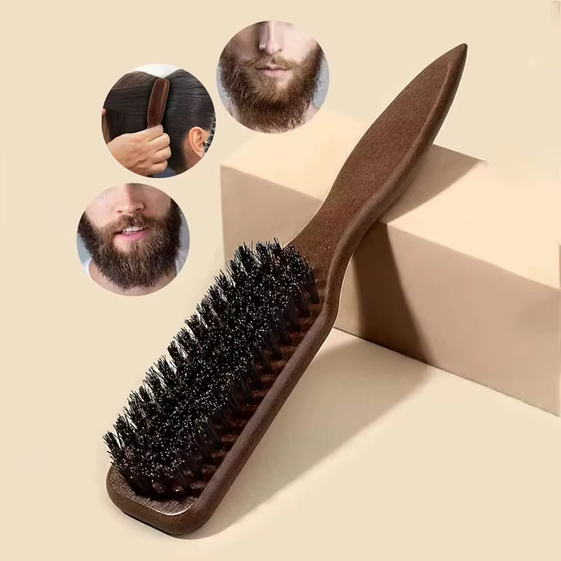 Brosse à cheveux en poils de sanglier (unisexe)-brosse à poils coiffants professionnelle sans parfum, adaptée aux cheveux épais/fins