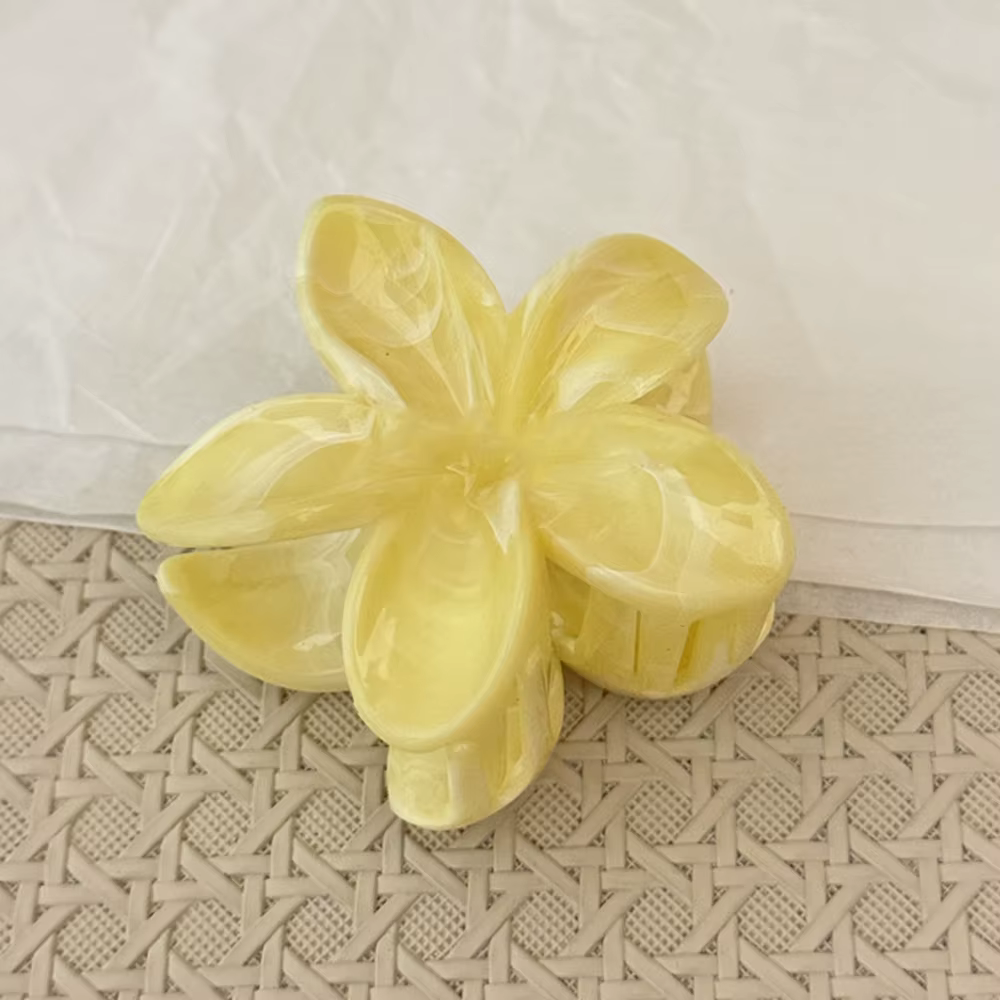 Pince à cheveux jaune motif fleur d'œuf, transparente, pour queue de cheval haute, pince requin, pince à cheveux dégradée, accessoire de coiffure avancé