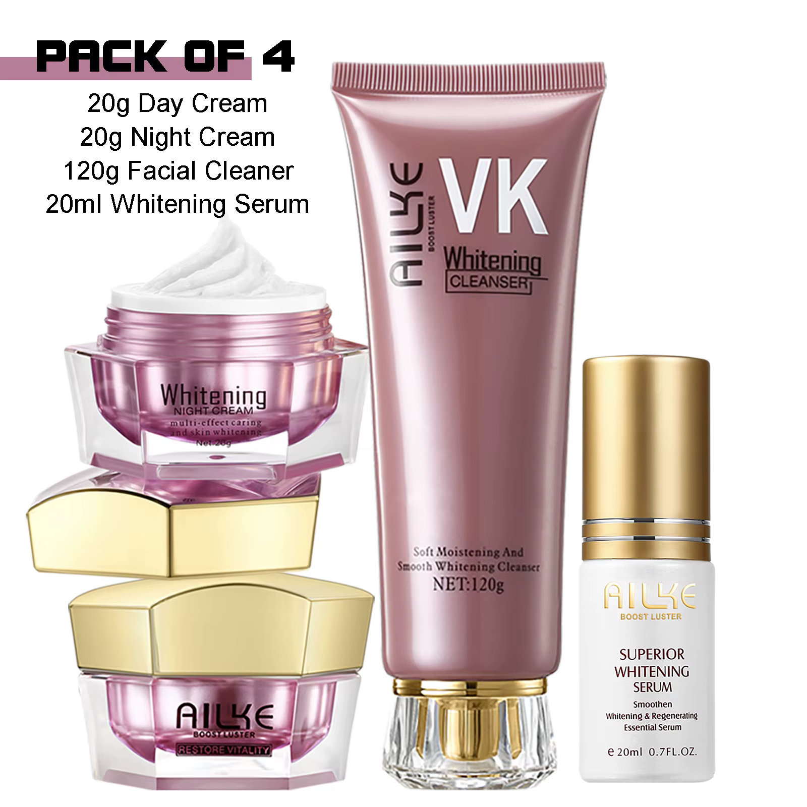AILKE crème éclaircissante Anti-rides pour le visage, avec collagène, acide hyaluronique, soin blanchissant pour la peau, ensemble hydratant pour le visage pour femmes