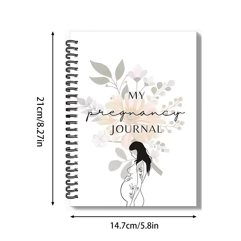 1 carnet de journal de grossesse 2026, ligné, reliure spirale, pour documenter le parcours de grossesse, idéal pour la réflexion quotidienne