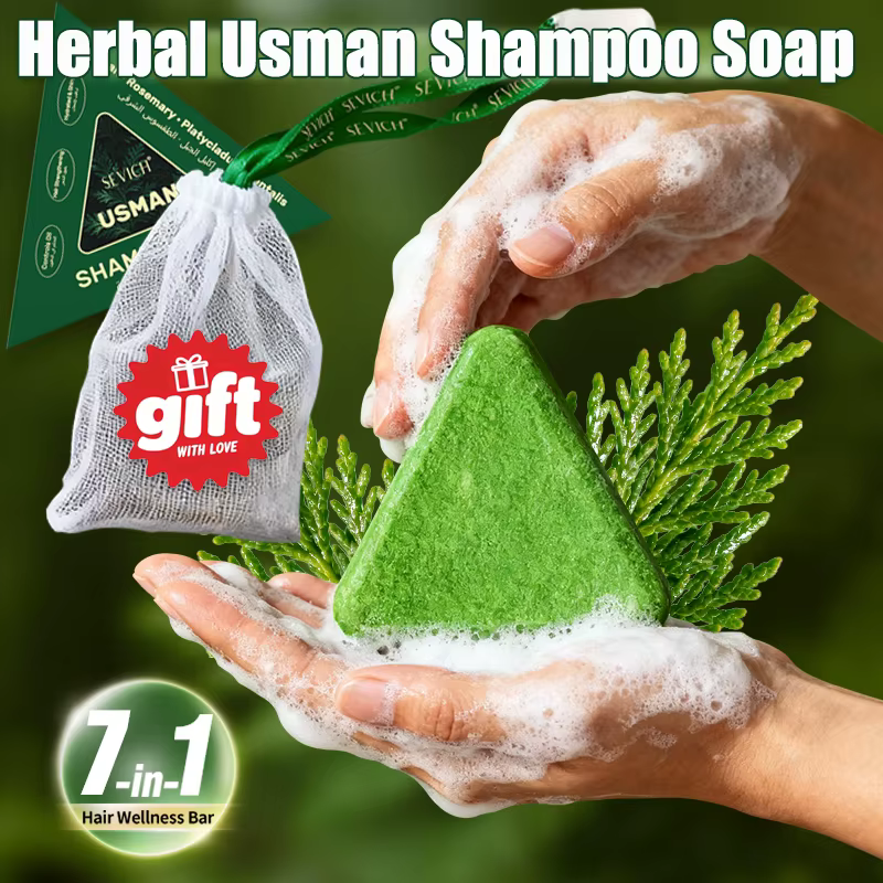 120g Usman herbe shampooing savon perte de cheveux traiter solide shampooing barre renforcer les racines des cheveux contrôle de l'huile croissance des cheveux soins des cheveux