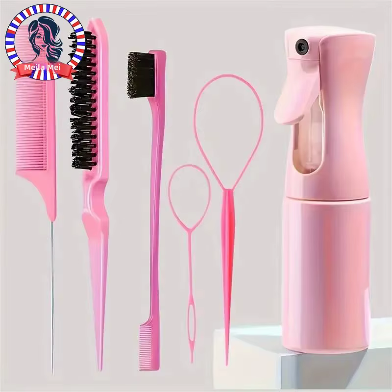 6 pièces/ensemble ensemble de brosses à cheveux coiffure vaporisateur bouteille