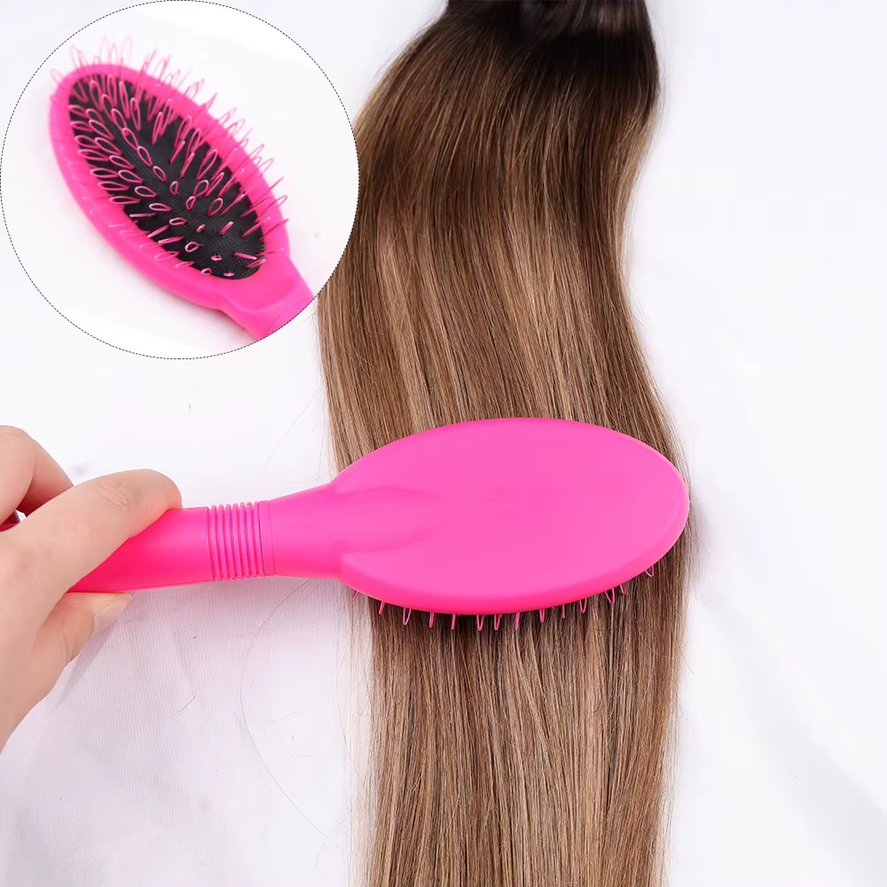 Pinceau d'extension de cheveux de perruque de boucle, morceaux de cheveux, postiches, brosse tissée pour le broCumbria, poignées de style, cheveux naturels et synthétiques