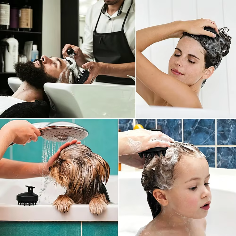 Brosse de massage du cuir chevelu en silicone souple pour le lavage des cheveux