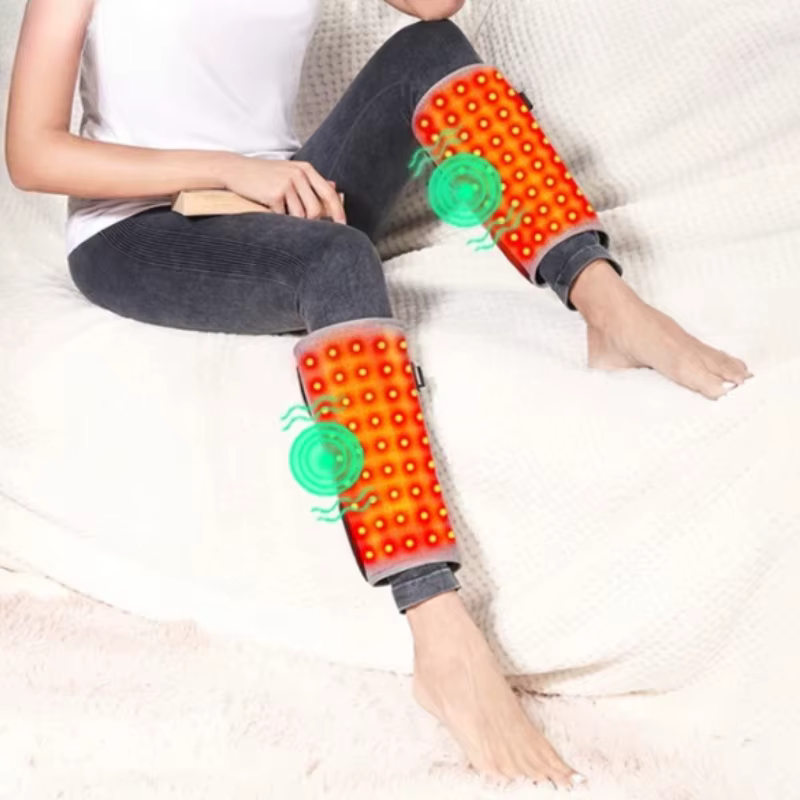 Attelle chauffante à lumière rouge pour mollets, jambes et bras, soulagement de la douleur, anti-fatigue, relaxation musculaire, récupération sportive, massage vibrant à 3 vitesses
