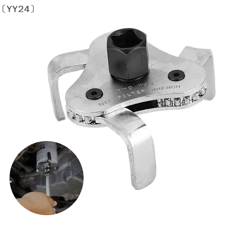 、1YY24 Strumento de clé de filtre à huile pour la réparation automobile Clé de retrait de filtre à huile bidirectionnelle réglable Outils de réparation automobile automobile 60-120MM