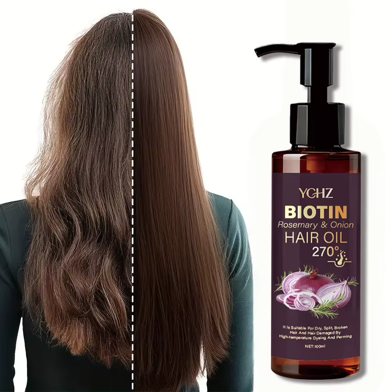 Huile capillaire à la biotine avec romarin et oignon - Hydrate les cheveux secs