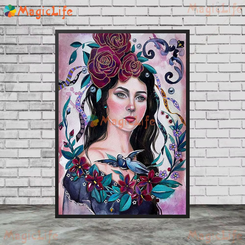 Portrait du jour des morts du mexique des femmes, images murales de fille Grimace pour affiche de salon, peinture sur toile d'art mural sans cadre