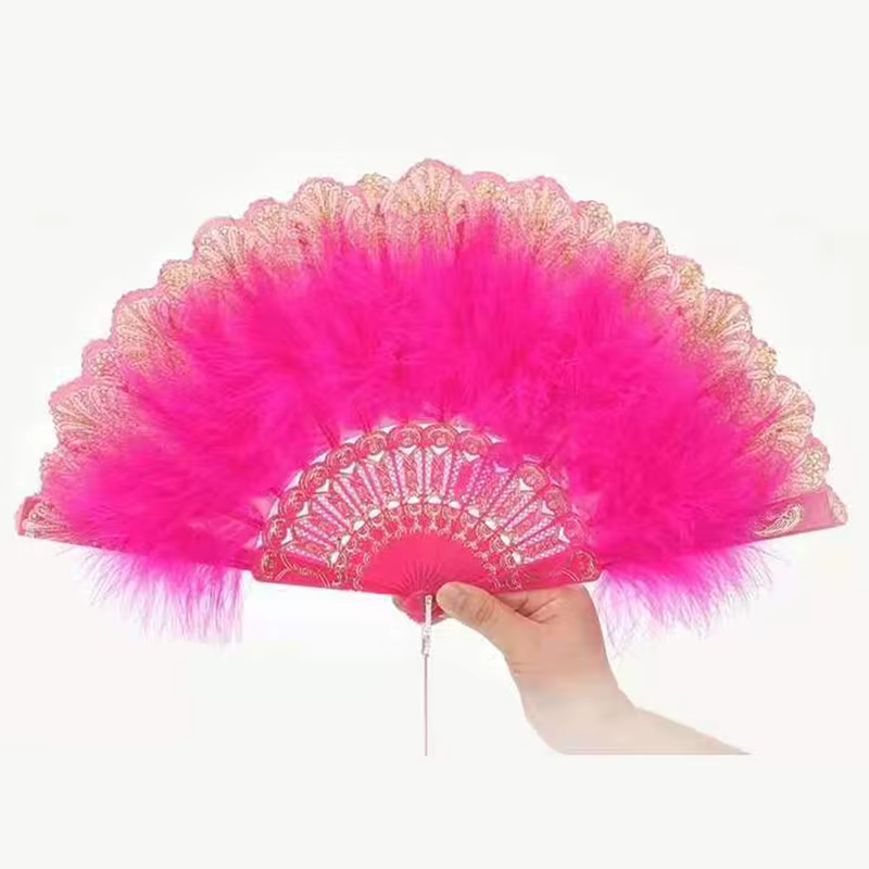 Ventilateur pliant Lolita en plumes, Style rétro, danse, gothique foncé, décoration de fête de mariage, fournitures de Cosplay