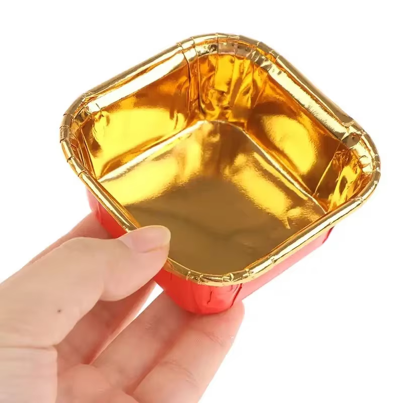 50 pièces 6.5x3.5cm carré Cupcake papier résistant à l'huile en mousseline de soie rouleau gâteau tasse cuisson Muffin haute température étui moule