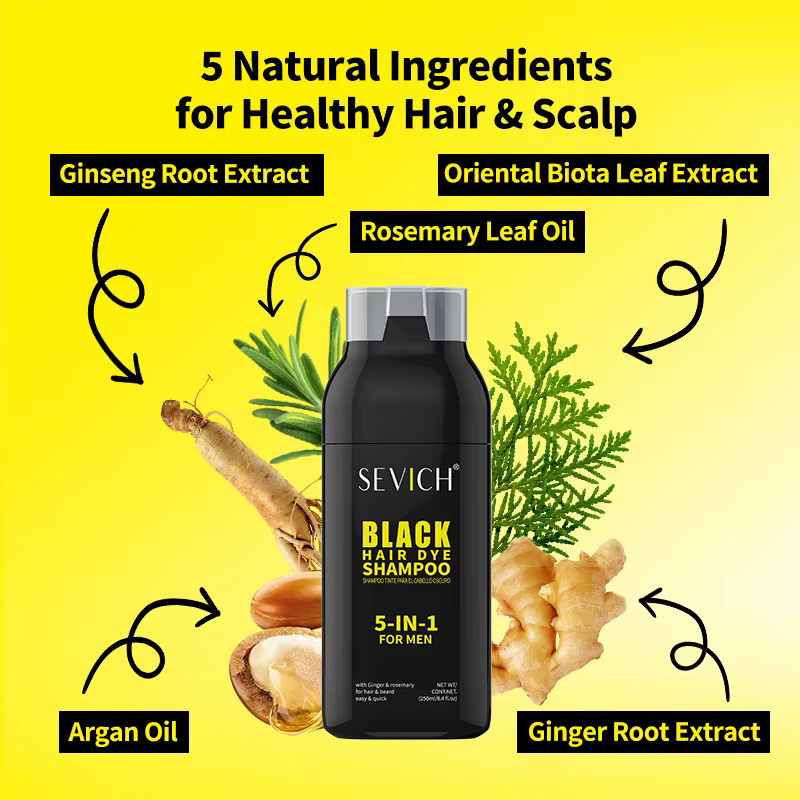 Shampoo colorant pour cheveux 5 en 1