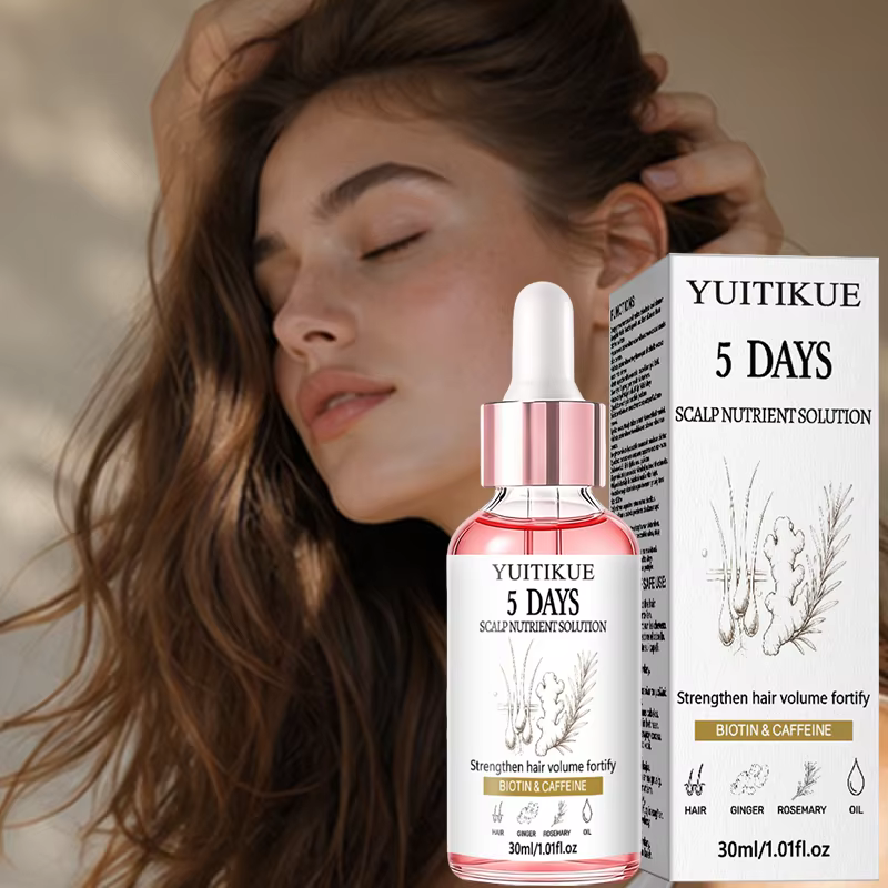 Sérum nutritif pour le cuir chevelu à la biotine et à la caféine 30ml YUITIKUE Gingembre Romarin Nourrit le cuir chevelu Renforce le volume des cheveux Essence de soin capillaire quotidienne