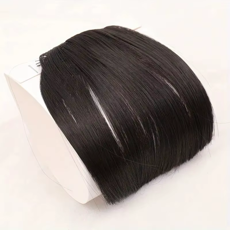 Frange de cheveux synthétique style air 3D, extension capillaire légère facile à porter avec clip