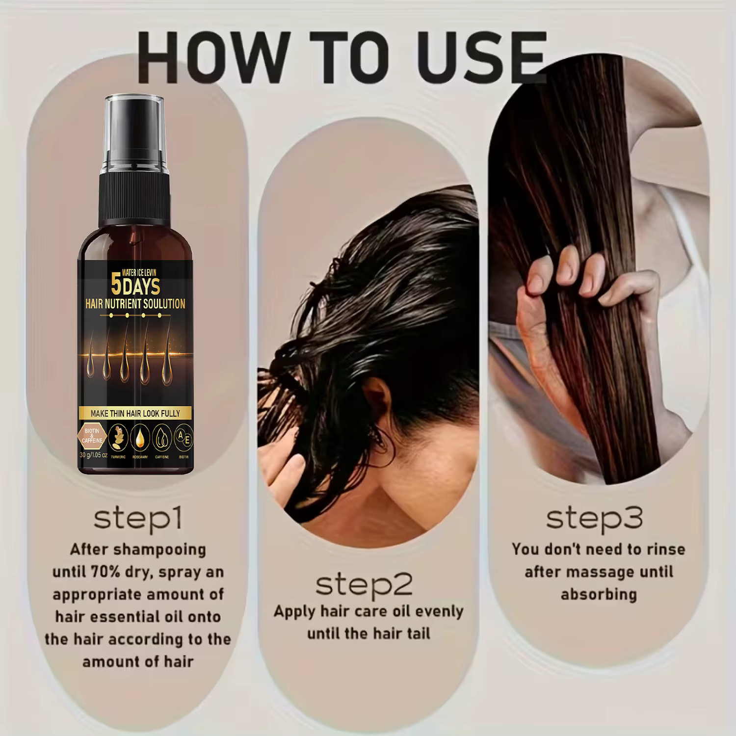 Huile Capillaire Volumisante pour Cheveux Fins – Traitement à la Biotine et à la Caféine