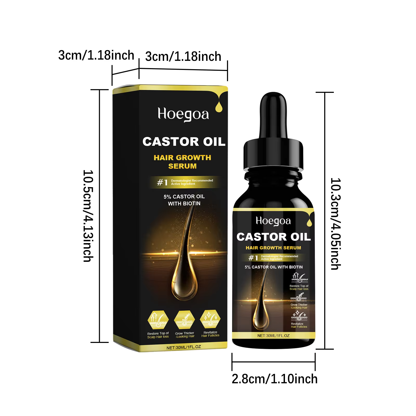 Huile Essentielle de Ricin 30ml pour Épaissir les Cheveux