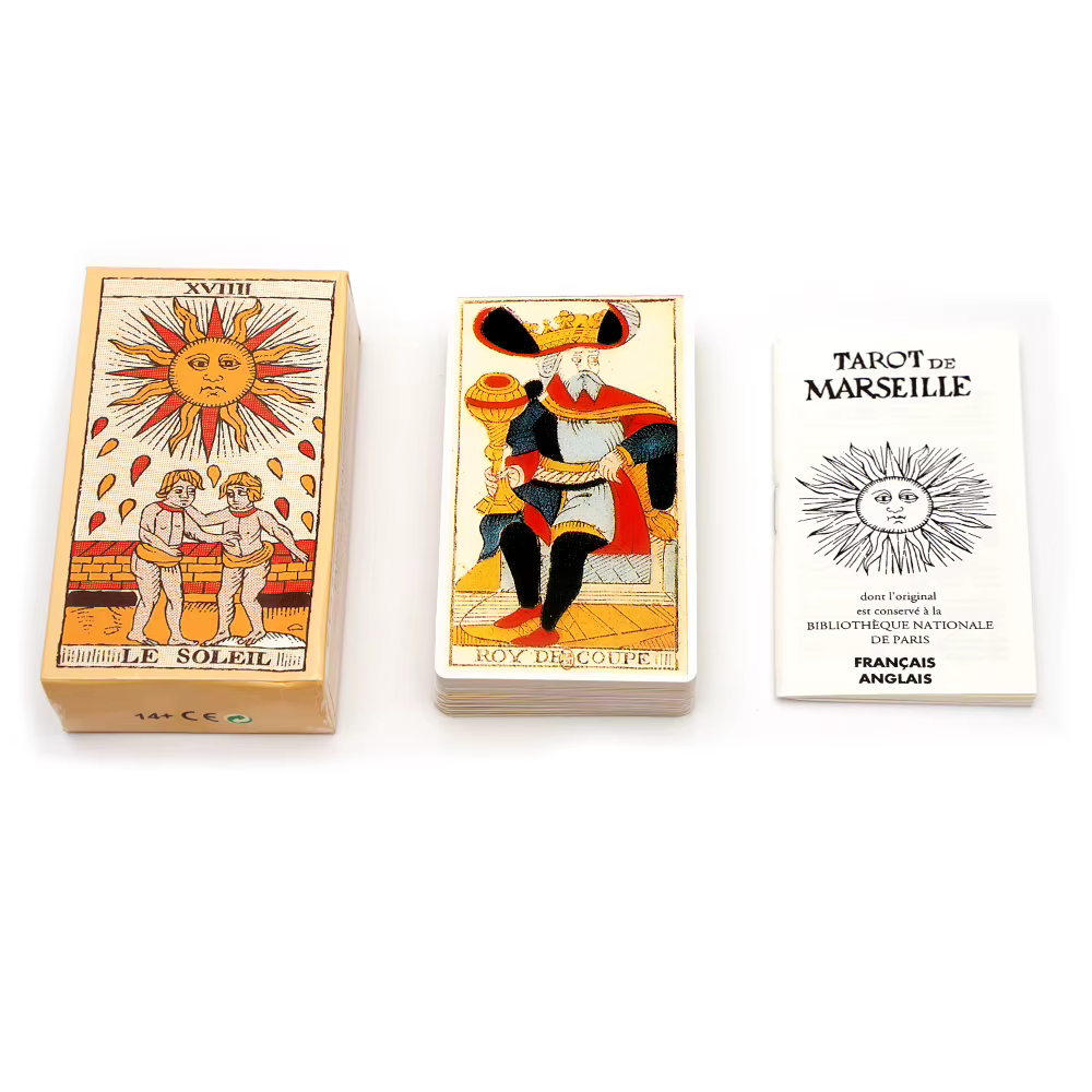Tarot de Marseille : Jeu de cartes de tarot français avec livret, 78 cartes, édition française, jeu de société