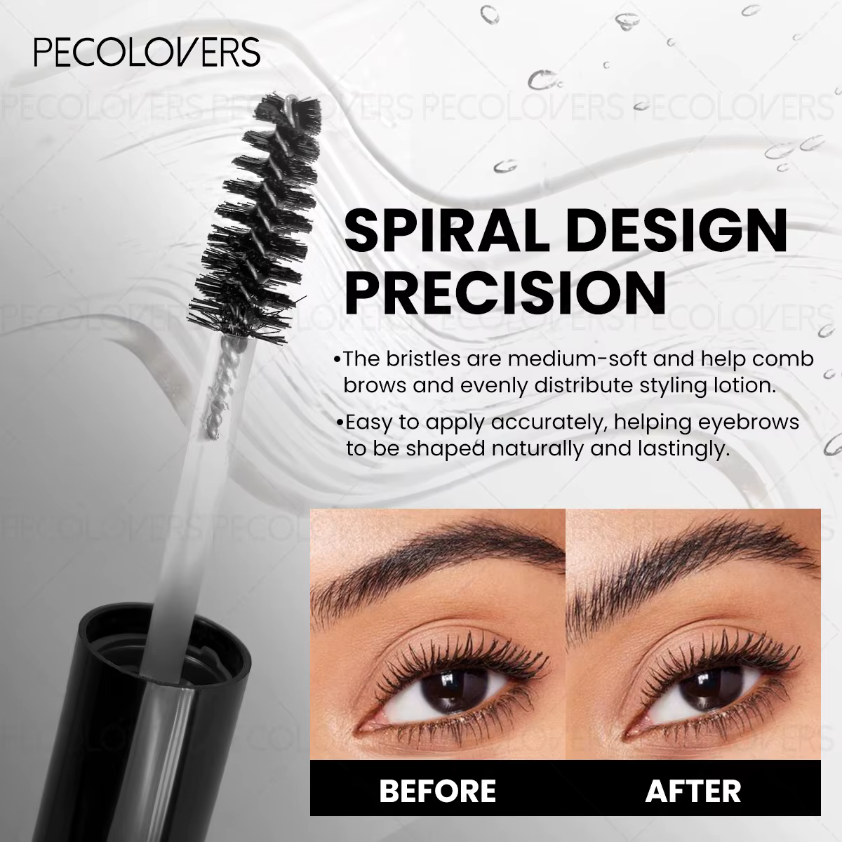 1 gel à sourcils avec brosse - Formule douce, léger et non collant, fixation forte, résistant à l'eau, adapté à tous les types de peau