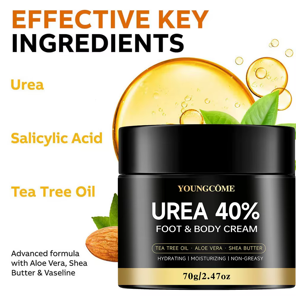 Crème pour les pieds à l'urée 40%, pour pieds secs et craquelés, talons, genoux, traitement réparateur des mains, crème hydratante pour les pieds, dissolvant de peau morte