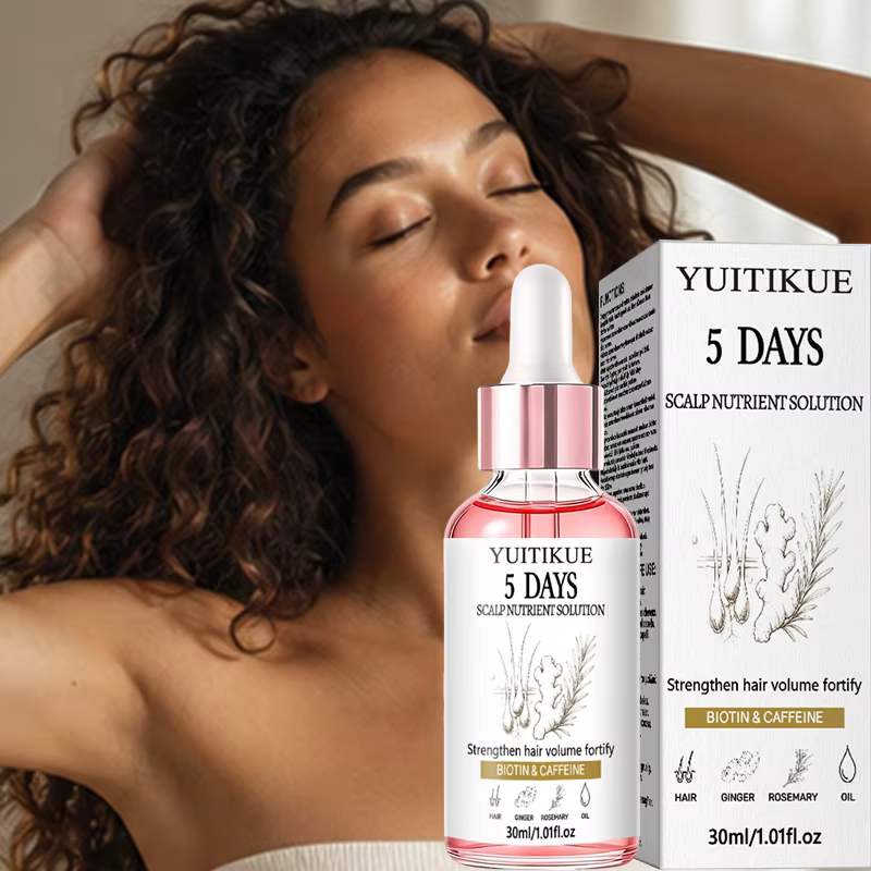 Sérum nutritif pour le cuir chevelu à la biotine et à la caféine 30ml YUITIKUE Gingembre Romarin Nourrit le cuir chevelu Renforce le volume des cheveux Essence de soin capillaire quotidienne
