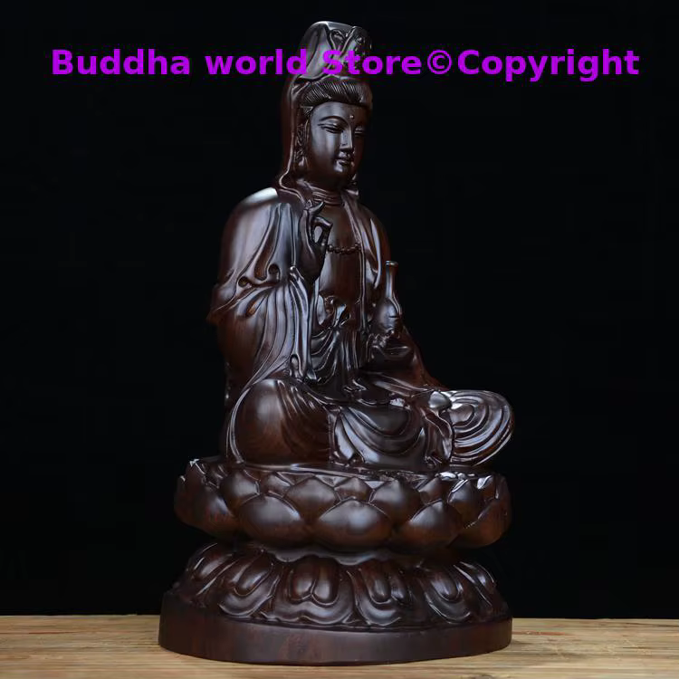 Statue de Bouddha Caranni Guanyin en bois de santal rouge faite à la main, protection spirituelle, bénédiction de la famille, 40cm, 2025