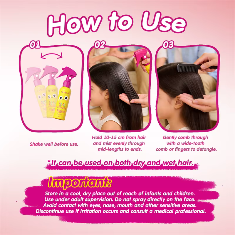 Spray démêlant pour cheveux d'enfants