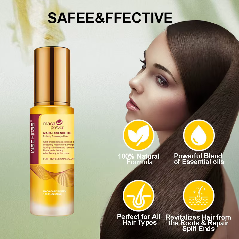 Sérum capillaire à l'huile d'argan marocaine – Traitement nourrissant anti-frisottis pour cheveux lisses