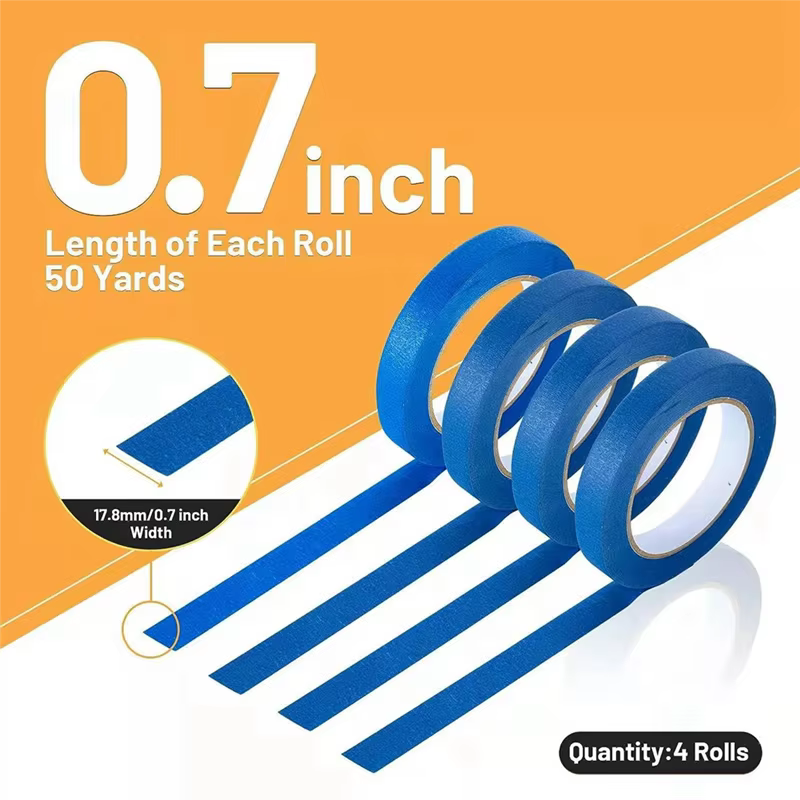 ABKJ-Blue Painters Tape Masking Tape Bulk Blue Tape For Painting Automotive Walls Packing Removable Free Residue, 4 Rolls