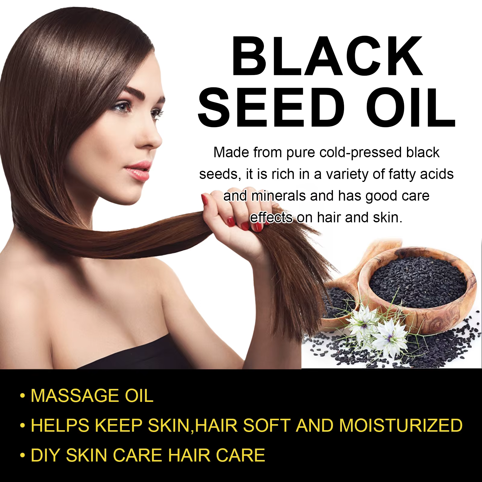 Huile essentielle pour la croissance des cheveux. Répare efficacement les symptômes de calvitie et de perte
