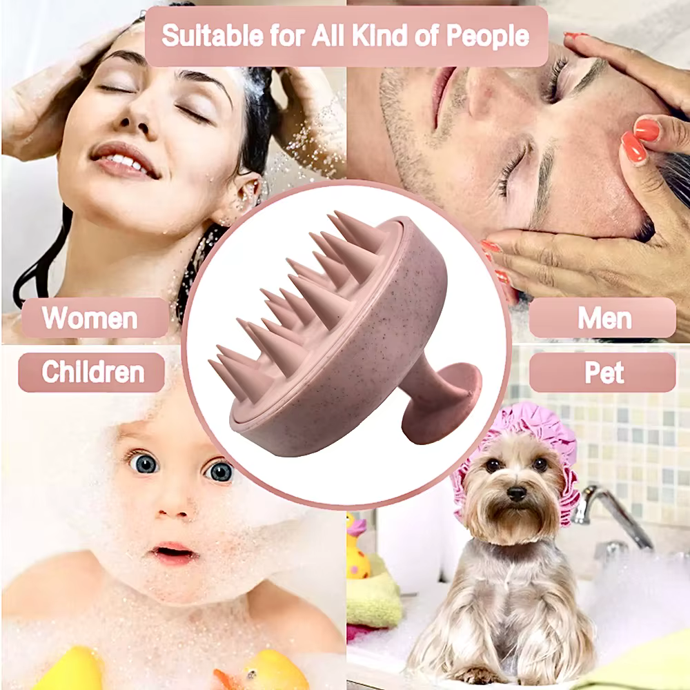 Paille de blé Silicone Tête Lavage Propre Soins Racine De Cheveux Démangeaisons Du Cuir Chevelu Massage Peigne Douche Brosse Bain Spa Anti-Pelliculaire Shampooing