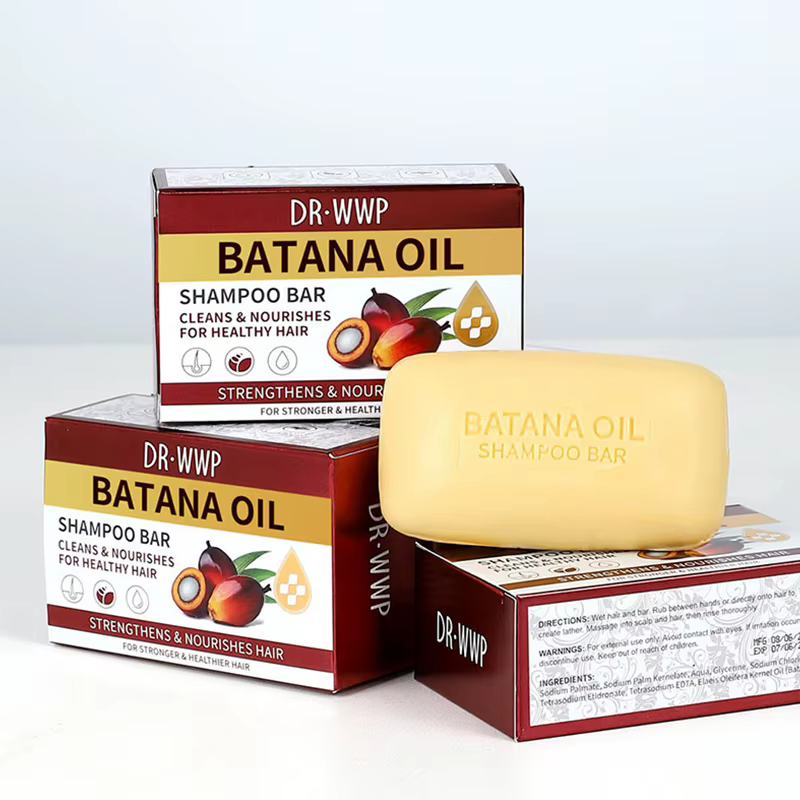 Savon Solide Portable Shampooing à l'Huile de Coco et Vitamine E, Huile de Batana, Nourrit en Profondeur, Répare les Cheveux Secs et Frisés, Nettoie Doucement le Cuir Chevelu