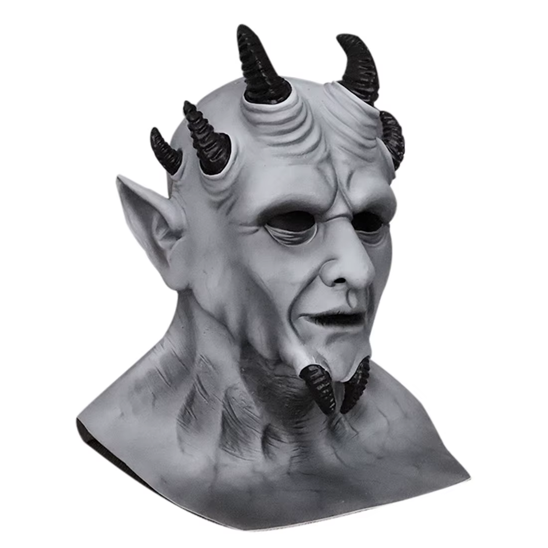 Masque en latex de démon à 6 coins - Décoration d'horreur pour Halloween