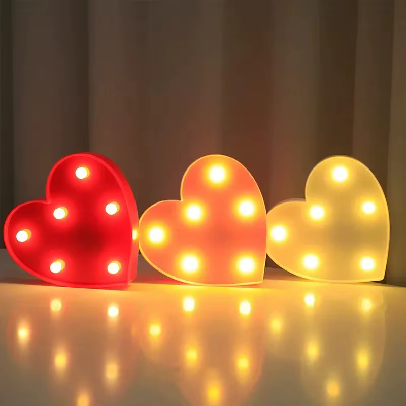 Amour coeur lampe à LED fête de mariage romantique rouge rose veilleuse ornement anniversaire noël décoration de la maison saint valentin cadeau